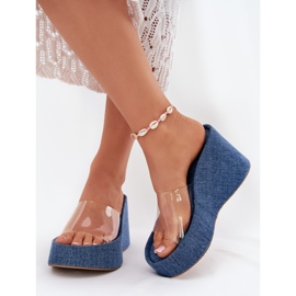 Women's wedges with wedge with a transparent denim belt blue 1
