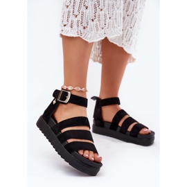 Women's sandals on the platform with black stripes 2