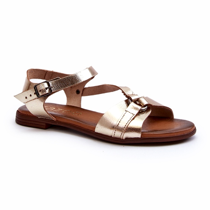 Zazoo 40182 Leather Women's Sandals Złote golden 3