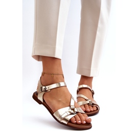 Zazoo 40182 Leather Women's Sandals Złote golden 4