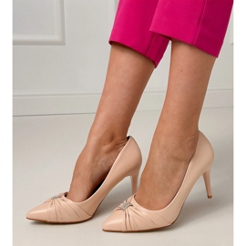 Beige classic pumps on a pin with zircons 1 Beige classic pumps on a pin with zircons 1