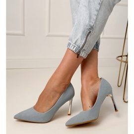 Classic jeans pumps on a golden pin blue 2 Classic jeans pumps on a golden pin blue 2
