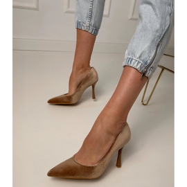 Beige velor pumps on a high heel 1 Beige velor pumps on a high heel 1