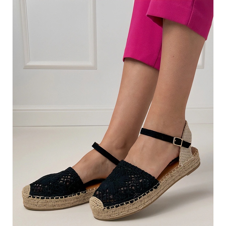 Black Espadrilles Openwork sandals 2 Black Espadrilles Openwork sandals 2