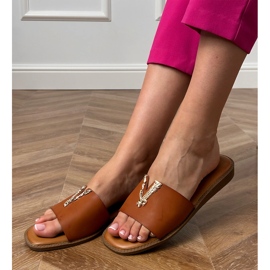 Brown flip -flops with a golden decoration 2 Brown flip -flops with a golden decoration 2