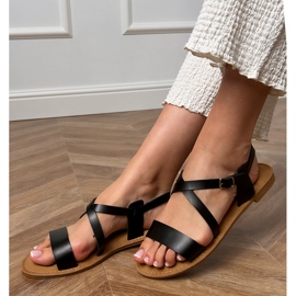 Black flat sandals with a belt 1 Black flat sandals with a belt 1