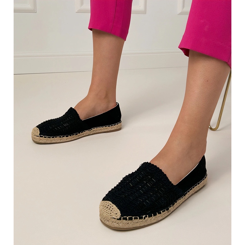 Black openwork espadrilles on the platform 1