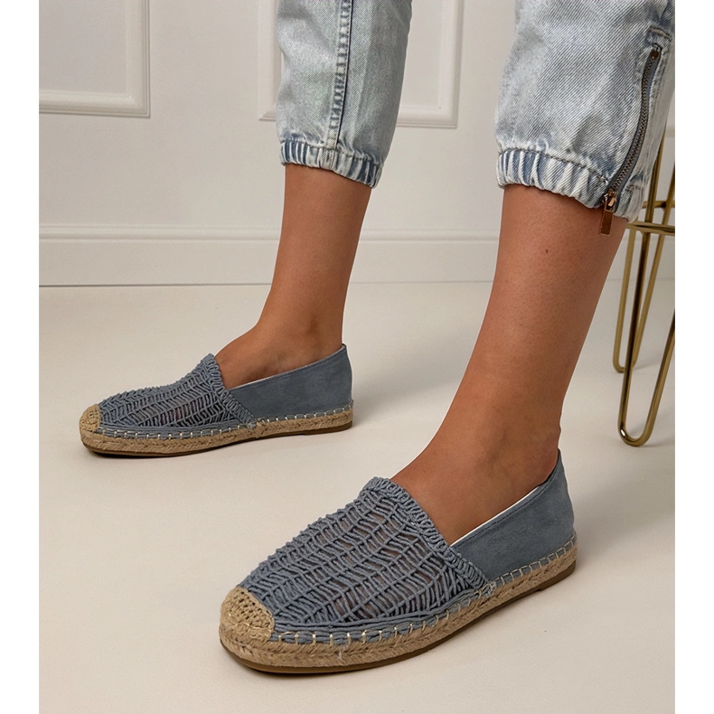 Blue openwork espadrilles on the platform 1