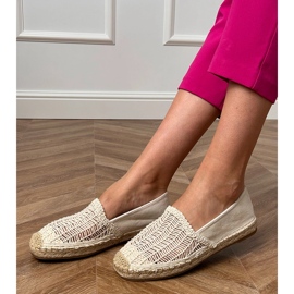 Beige openwork espadrilles on the platform 1
