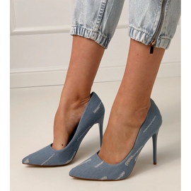 Blue denim pumps on a high heel 1 Blue denim pumps on a high heel 1
