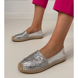 Silver openwork espadrilles on the platform 1