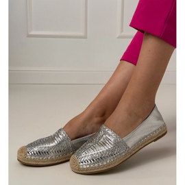 Silver openwork espadrilles on the platform 2