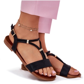 S.Barski Women's flat sandals with stripes S. Barski KV51-120 black 4