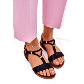 S.Barski Women's flat sandals with stripes S. Barski KV51-120 black 3
