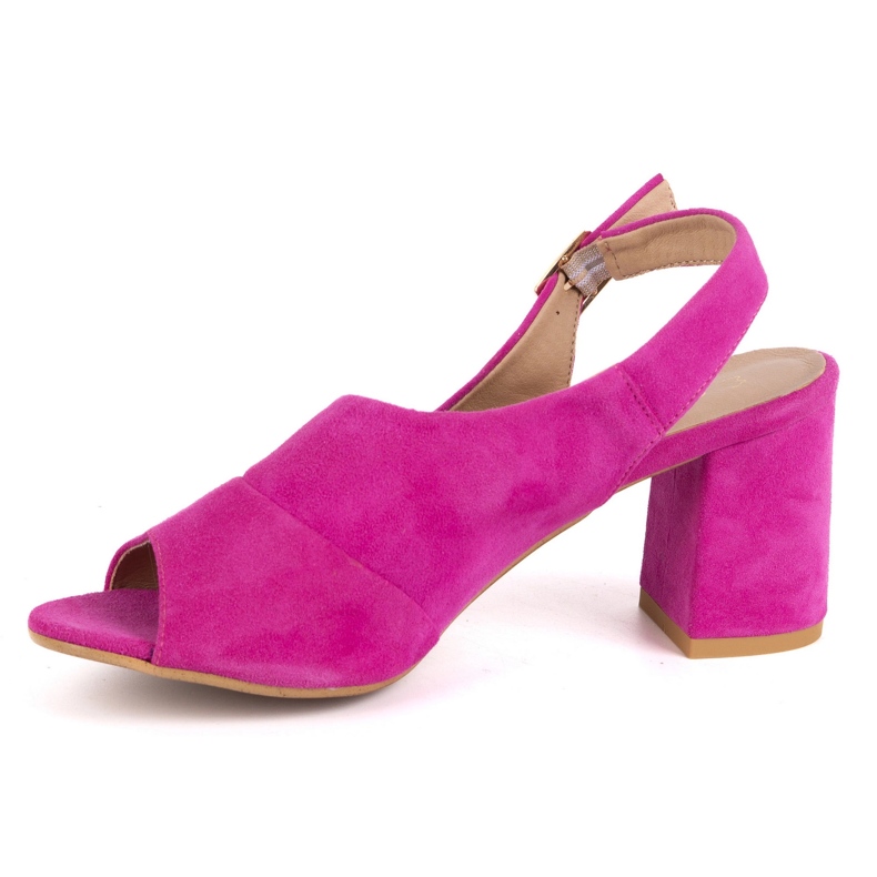 Olivier Women's high heels N1818 sandals made of natural suede leather fuchsia pink 1