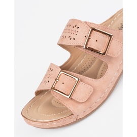 Seastar Slippers on a low wedge with pink buckles 1 Seastar Slippers on a low wedge with pink buckles 1