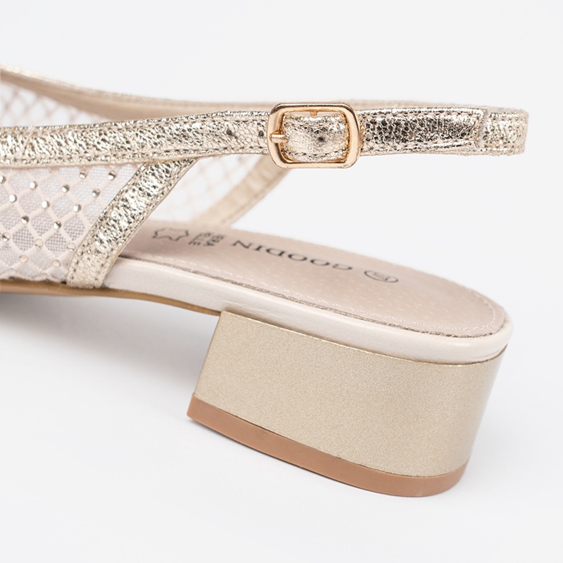 Goodin Gold sandals with a decorative mesh golden 2