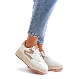 Women's Sneakers Made of Eco Leather on a Platform White and Beige Henizore 1 Women's Sneakers Made of Eco Leather on a Platform White and Beige Henizore 1