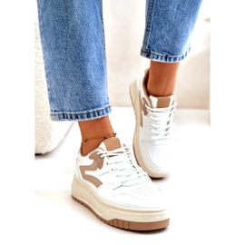 Women's Sneakers Made of Eco Leather on a Platform White and Beige Henizore 3 Women's Sneakers Made of Eco Leather on a Platform White and Beige Henizore 3