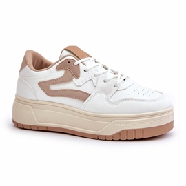 Women's Sneakers Made of Eco Leather on a Platform White and Beige Henizore 4 Women's Sneakers Made of Eco Leather on a Platform White and Beige Henizore 4