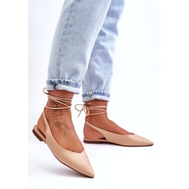 Women's eco-part tied nude ballerinas beige 1