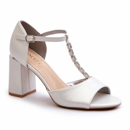 Vinceza Aniya Silver High Heel Sandals With Zircons 1