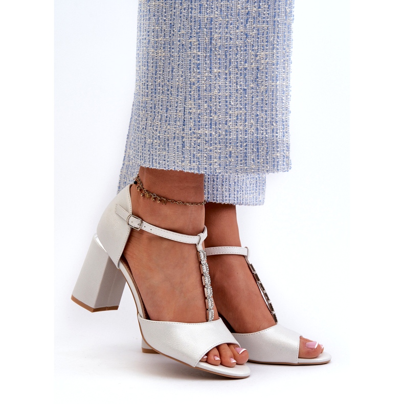 Vinceza Aniya Silver High Heel Sandals With Zircons 2