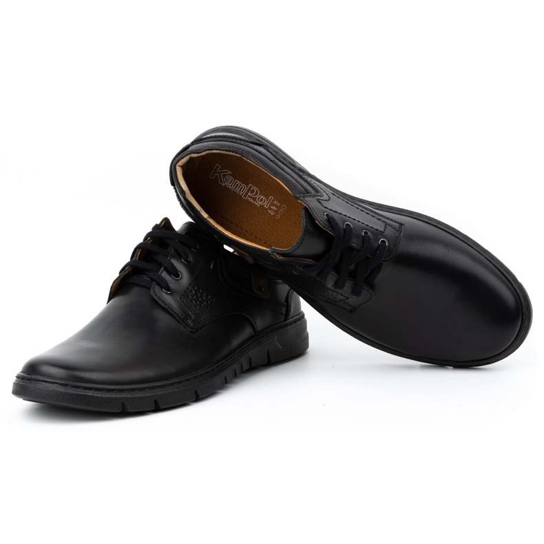 Kampol Men's leather shoes, fog casual 57kam black 4