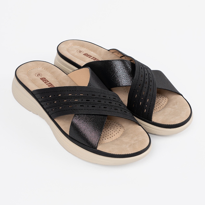 Black slippers on the platform 1