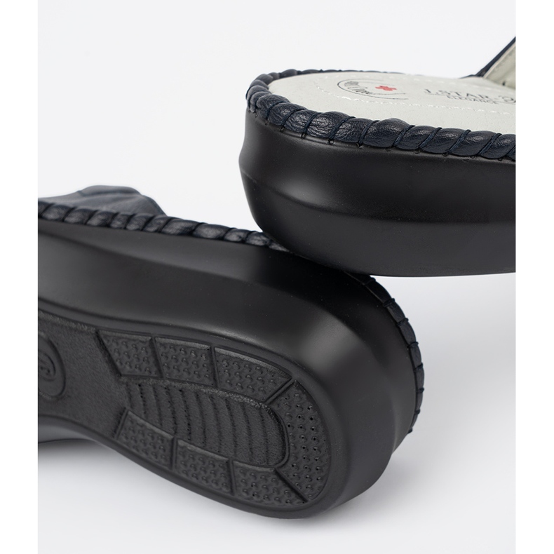 Women's slippers with a leather insert navy blue 2 Women's slippers with a leather insert navy blue 2