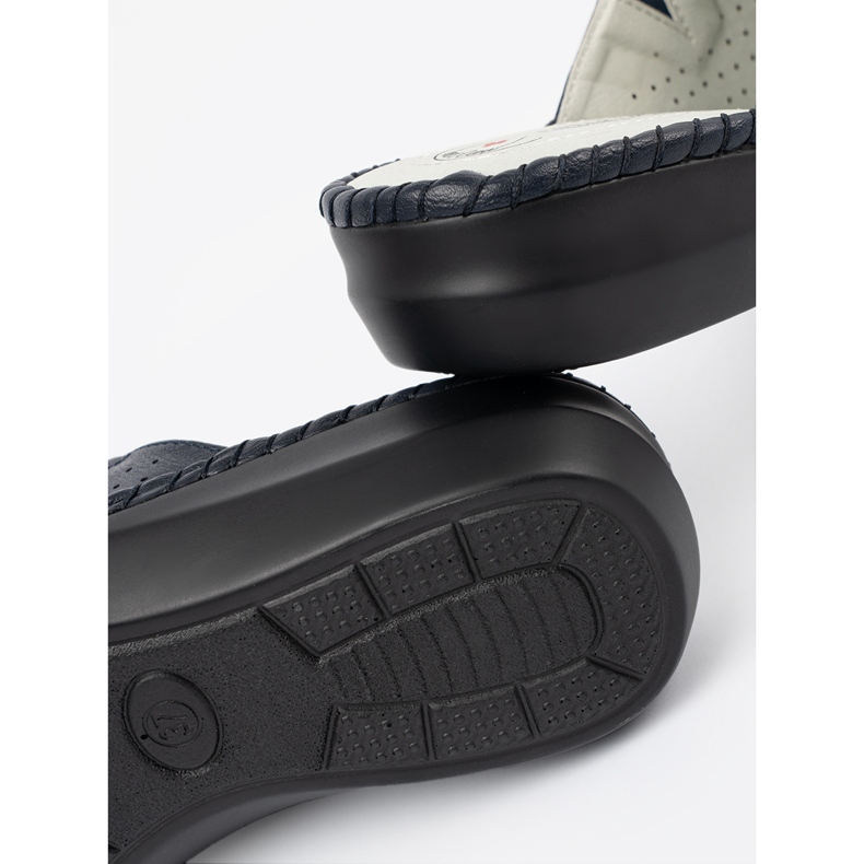 J. Star Flip flops with a leather insert navy blue 1