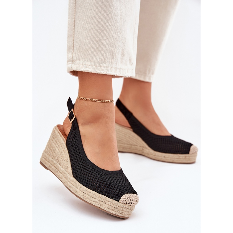 Women's sandals for wedge with black braid 2