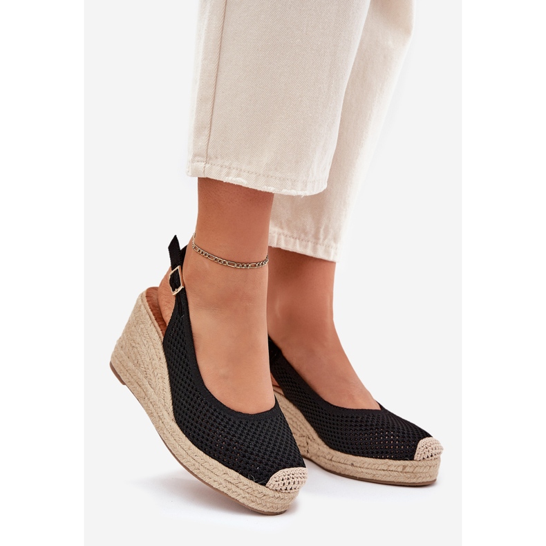 Women's sandals for wedge with black braid 1