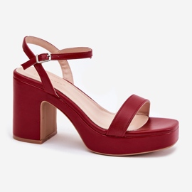 Eco leather sandals on the burgundy post red 1