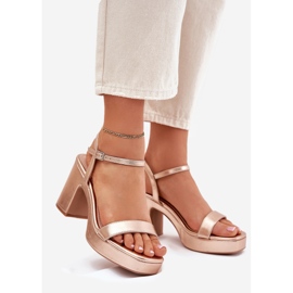 Eco leather sandals on the pink gold post golden 1 Eco leather sandals on the pink gold post golden 1