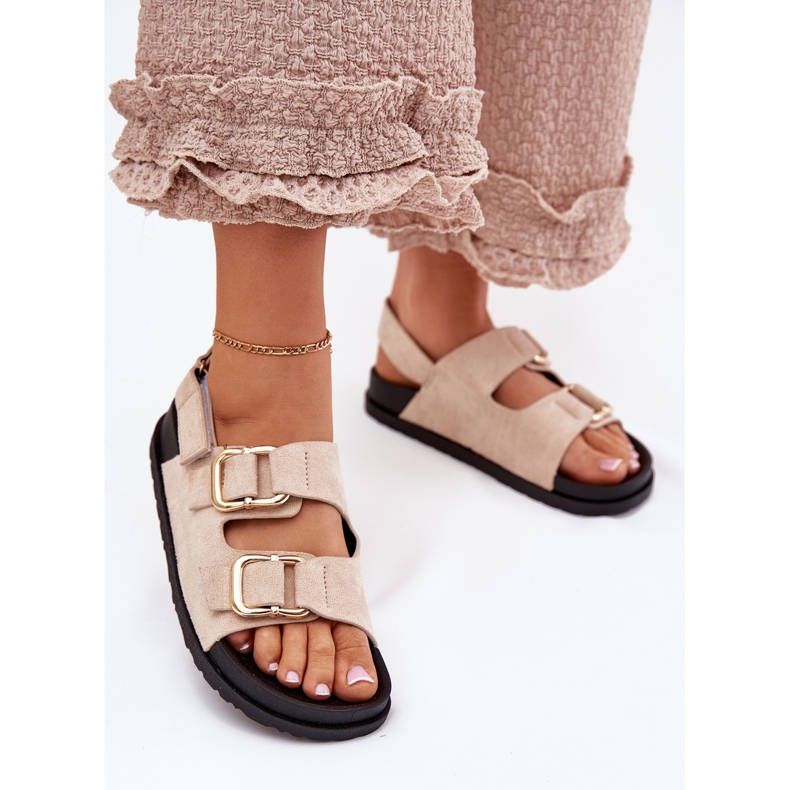 Women's sandals with light beggars clamps beige 2