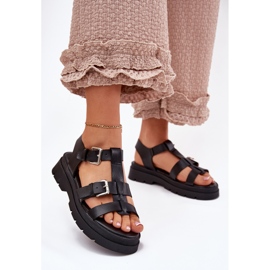 Women's Eco Leather sandals with black buckles 2