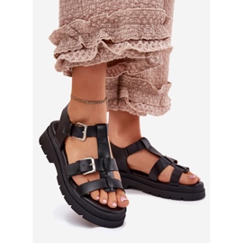 Women's Eco Leather sandals with black buckles 1
