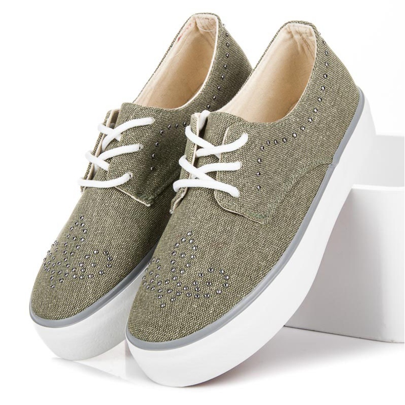 Kylie Sneakers With Crystals green 1