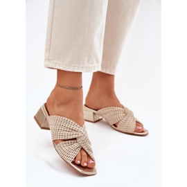 Women's slippers on the Maciejka block 06955-25 beige-gold 2 Women's slippers on the Maciejka block 06955-25 beige-gold 2