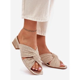 Women's slippers on the Maciejka block 06955-25 beige-gold 1 Women's slippers on the Maciejka block 06955-25 beige-gold 1