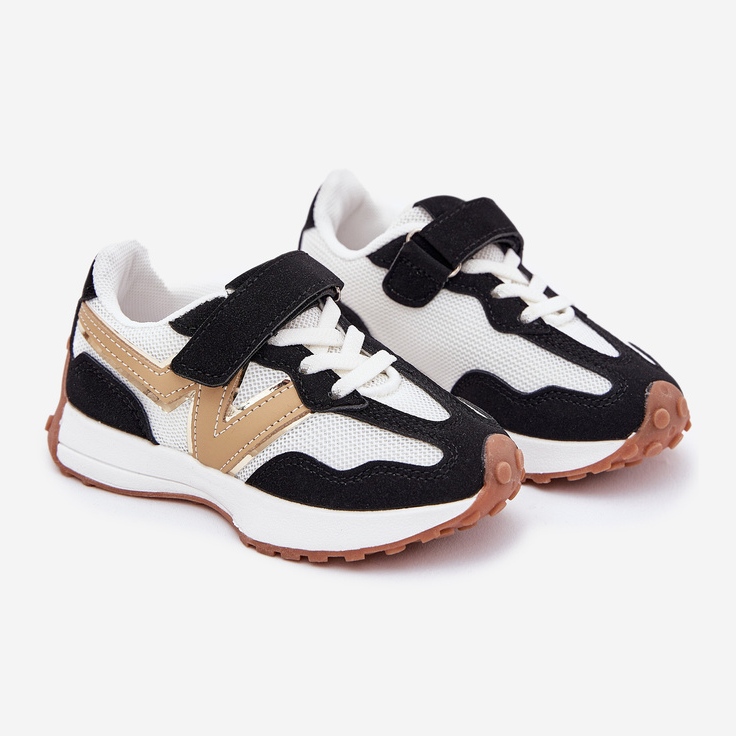 Children's sneakers with white and white Velcro black 1