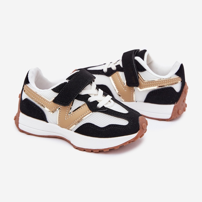 Children's sneakers with white and white Velcro black 2