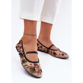 Ballerinas with embroidery and belt black 2 Ballerinas with embroidery and belt black 2