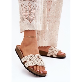 Women's flip flops on the cork platform beige 2