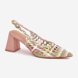 Sandals with braid on the post pink 2