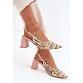 Sandals with braid on the post pink 1