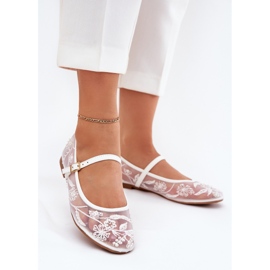 Boto Mesh ballerinas with embroidery and white decoration 2 Boto Mesh ballerinas with embroidery and white decoration 2