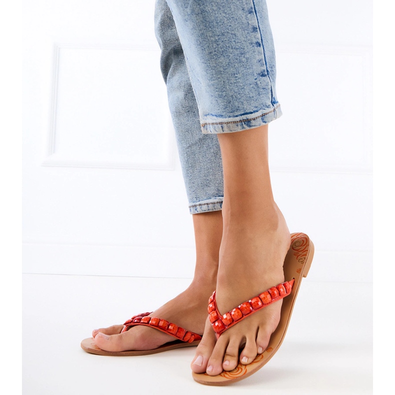 Orange flip -flops flip -flops decorated with pebbles 2