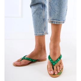 Green flip flops decorated with pebbles 1 Green flip flops decorated with pebbles 1